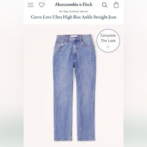 Abercrombie & Fitch Curve Love Ultra High Rise Ankle Straight Jean